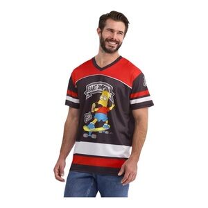 Bart Simpson Hockey Jersey Graphic Tee Size M Streetwear Y2K